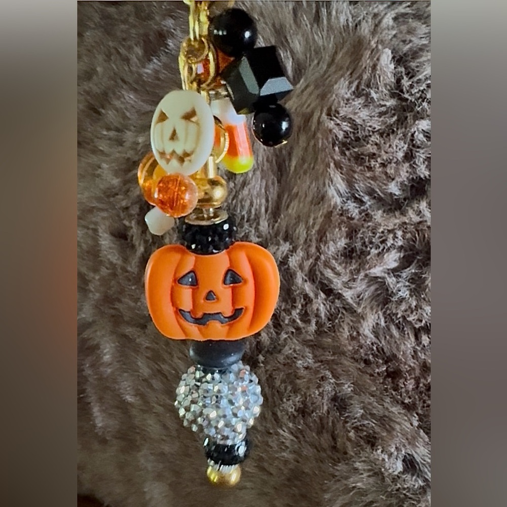 Halloween Handbag Charm Pumpkins Handmade Original Sparkly NEW OOAK